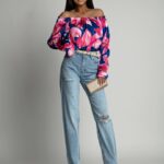 Bluzka hiszpanka satynowa KARINA w kwiaty