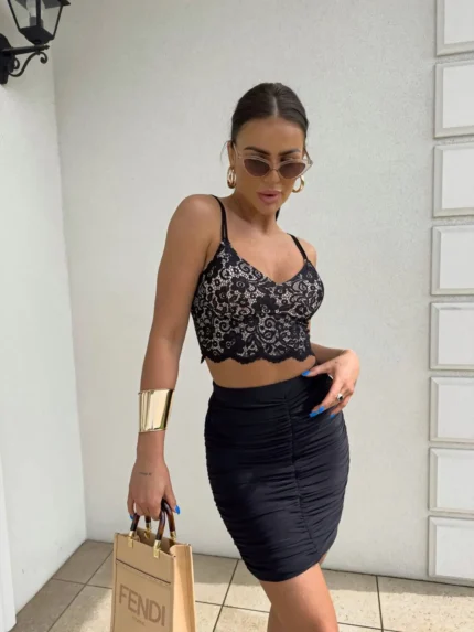 Spódnica Marszczona Mini - Czarna PRODUKT POLSKI PREMIUM