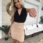 Spódnica Marszczona Mini - Beż PRODUKT POLSKI PREMIUM