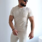 T-SHIRT MĘSKI BG BOND jasny beż PRODUKT POLSKI PREMIUM