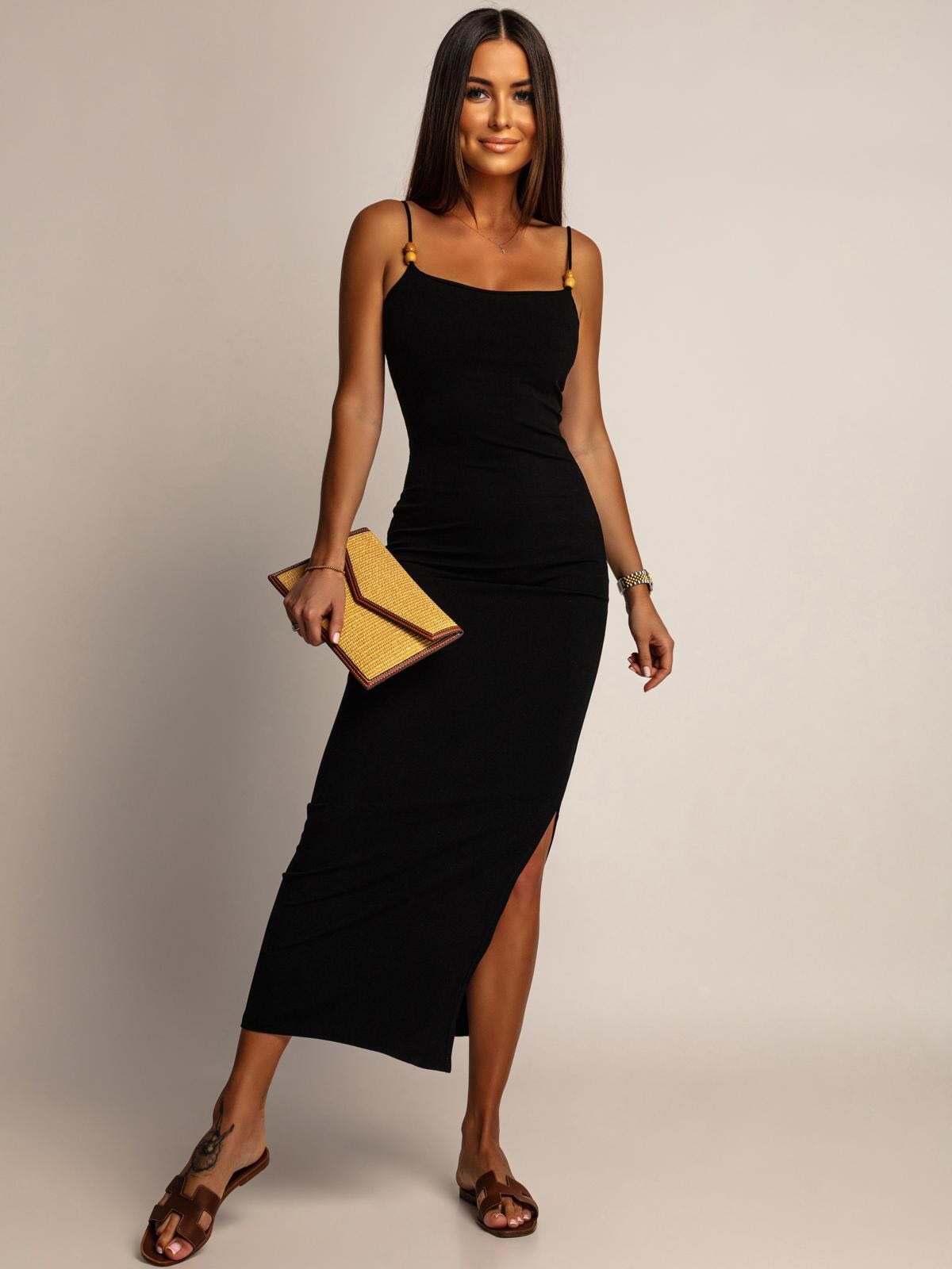 671813250_18118534732647857_1447911908840643918_n Sukienka Maxi z Rozcięciem ALESSIA Czarna Elegancja w Stylu Minimal - obrazek 1