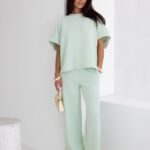 Minimalistyczny Komplet Dresowy LETICIA Matcha – Oversize & Wide Leg