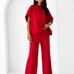 Minimalistyczny Komplet Dresowy LETICIA Czerwony – Oversize & Wide Leg