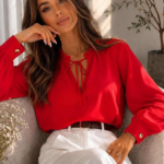 ELEGANCKA BLUZKA BIBI CZERWONA PRODUKT POLSKI PREMIUM