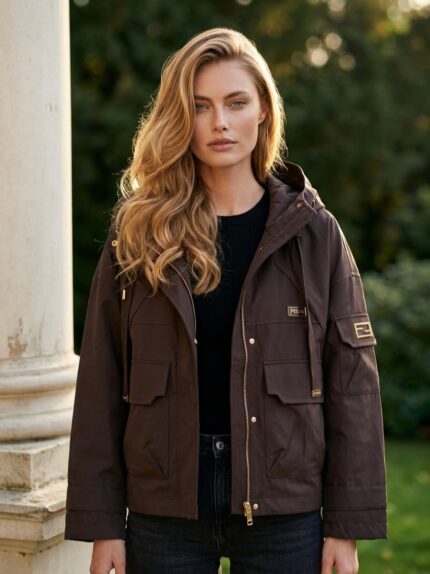 KRÓTKA KURTKA PARKA PREMIUM Z KAPTUREM BLAIR KOLOR CZEKOLADA