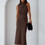 ELEGANCKA SUKIENKA MOON MAXI CZEKOLADOWA PRODUKT POLSKI PREMIUM