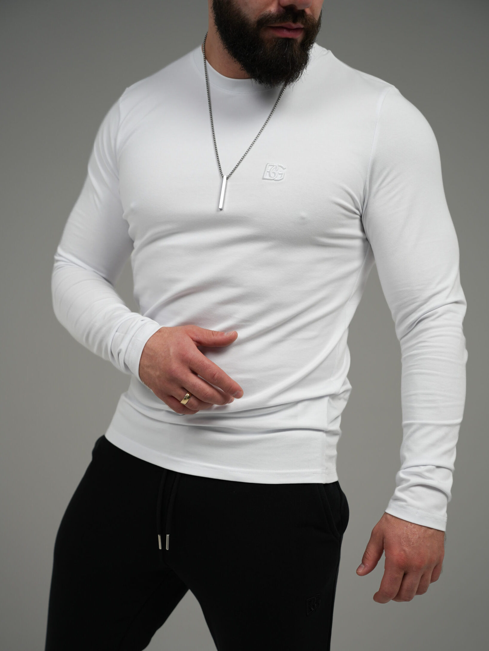 IMG_0846-scaled T-SHIRT LONGSLEEVE MĘSKI BG LINE BIAŁY PRODUKT POLSKI - obrazek 1
