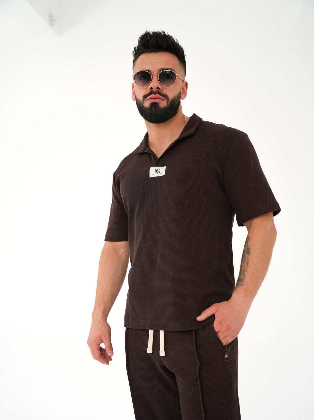 IMG_7758 T-SHIRT POLO MĘSKI BG BOOST CZEKOLADOWY PRODUKT POLSKI PREMIUM - obrazek 1
