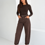 JEANSY BAGGY FIT IRIS BRĄZOWE