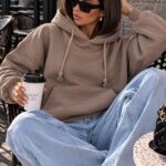 CIEPLUTKA BLUZA KANGUREK OVERSIZE Z KAPTUREM EMILY CIEMNY BEŻ TOUPE PRODUKT POLSKI