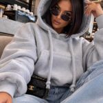 CIEPLUTKA BLUZA KANGUREK OVERSIZE Z KAPTUREM EMILY CIEMNY SZARA PRODUKT POLSKI