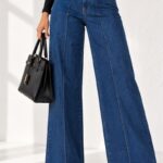 JEANSY DAMSKIE WILDE LEG WANESSA CIEMNE NIEBIESKIE